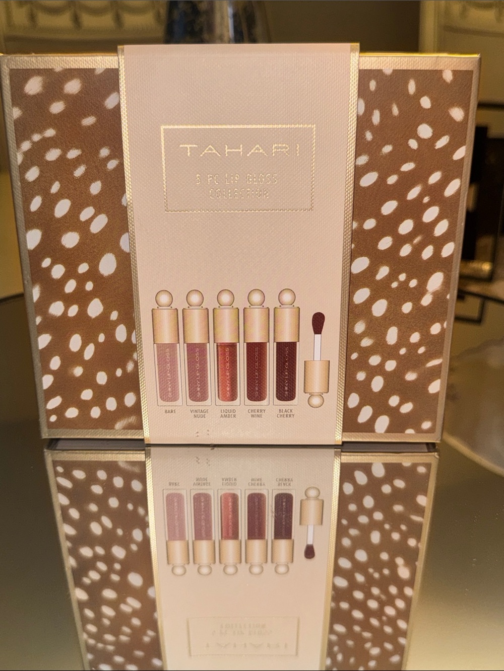 TAHARI 5-Piece Lip Gloss Set — Nude, Rose, Amber, Berry, Deep Cherry